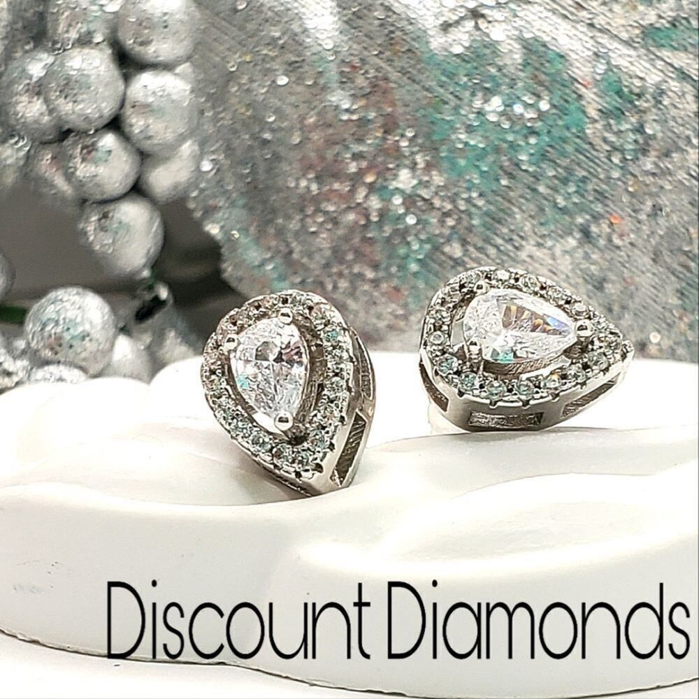 Clear White Radiant Cut Halo Moissanite Stud White Baguette Diamonds 925 Silver